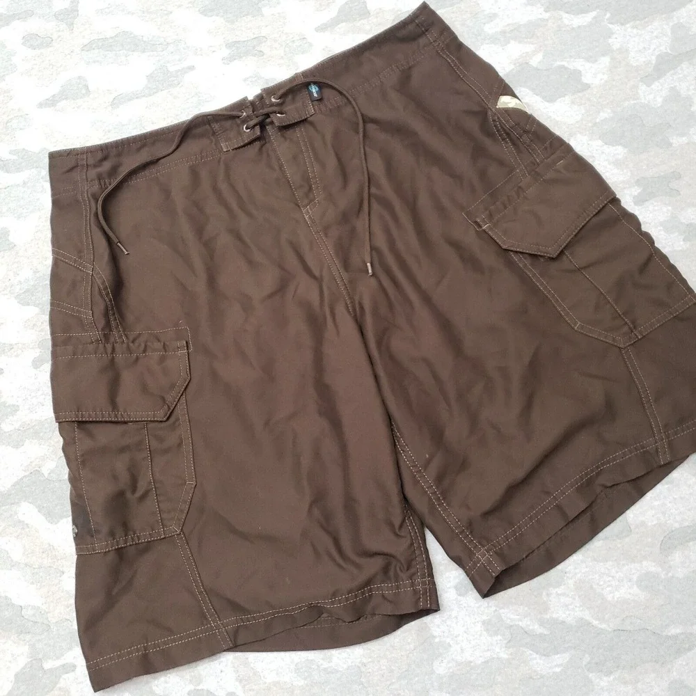 Rossignol‎ Cargo Board Shorts Men's 2XL Brown Lightweight Drawstring Pockets